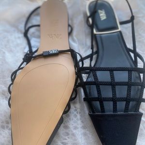 Zara Black Lattice Flats